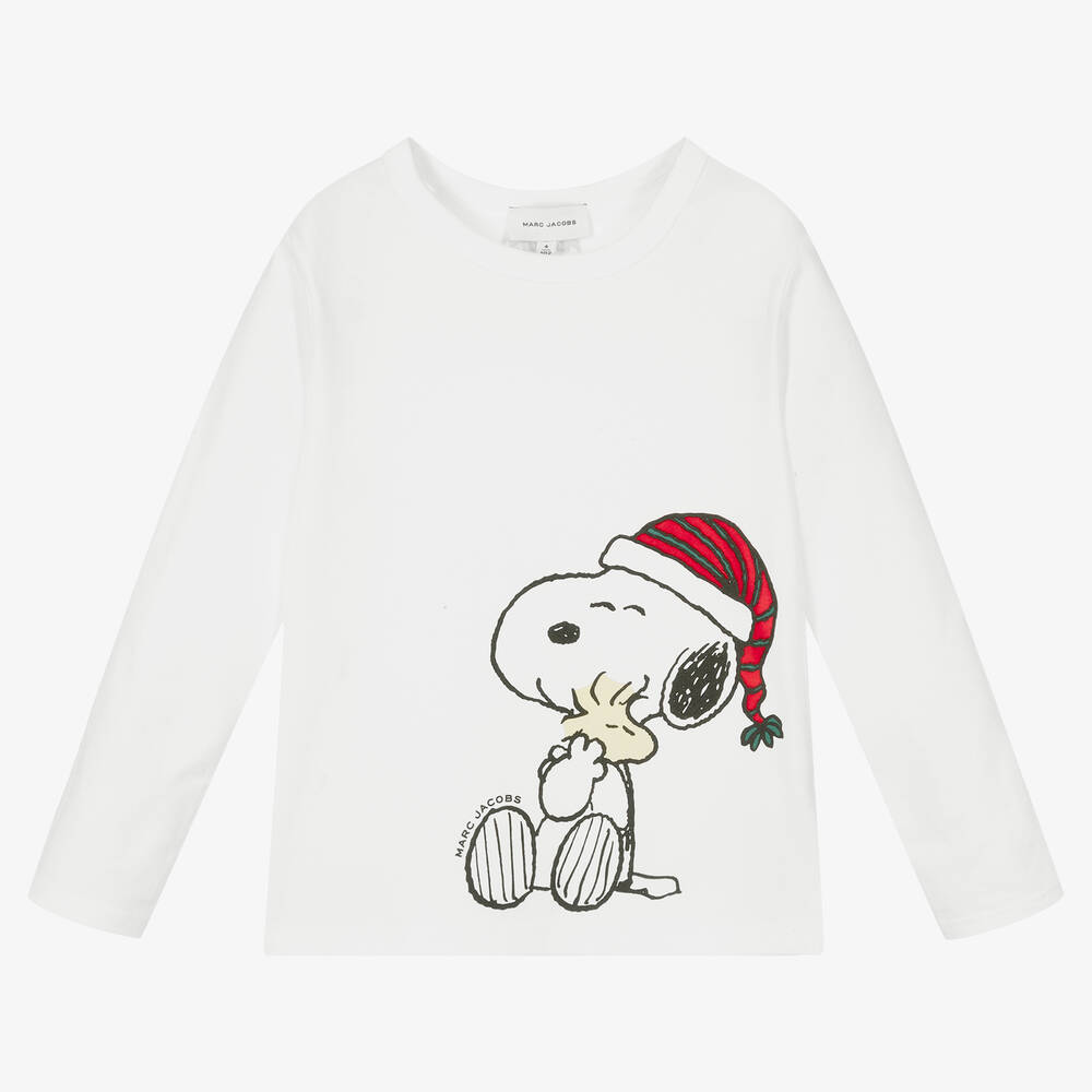 MARC JACOBS-Girls White Cotton Snoopy Top  | Childrensalon Outlet