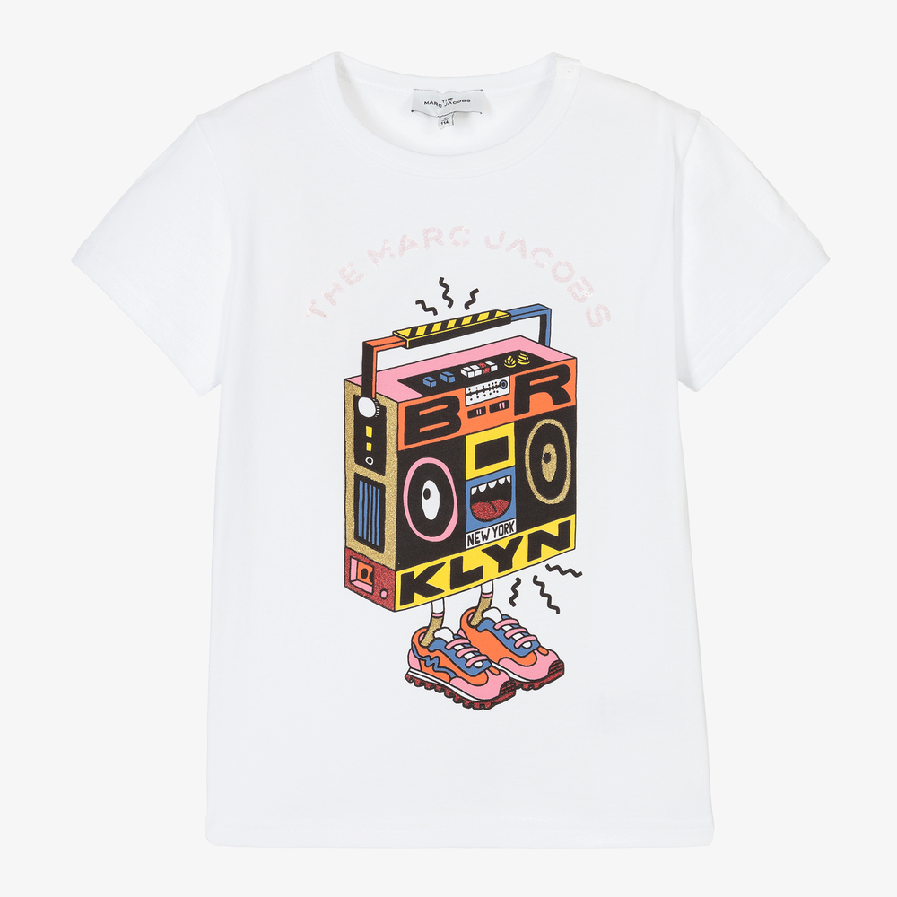 MARC JACOBS - Белая хлопковая футболка для девочек | Childrensalon