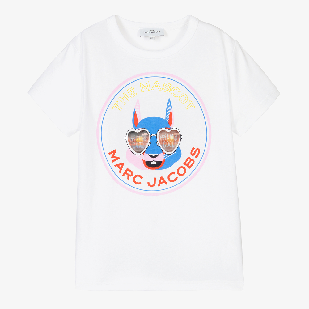 MARC JACOBS - Girls White Cotton T-Shirt | Childrensalon