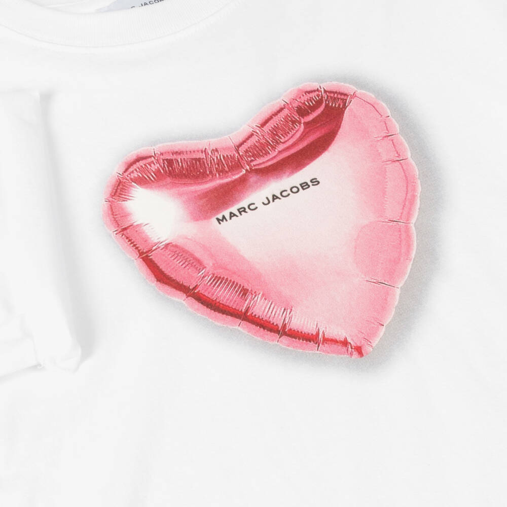 MARC JACOBS-Girls White Heart Logo Tee | Childrensalon Outlet