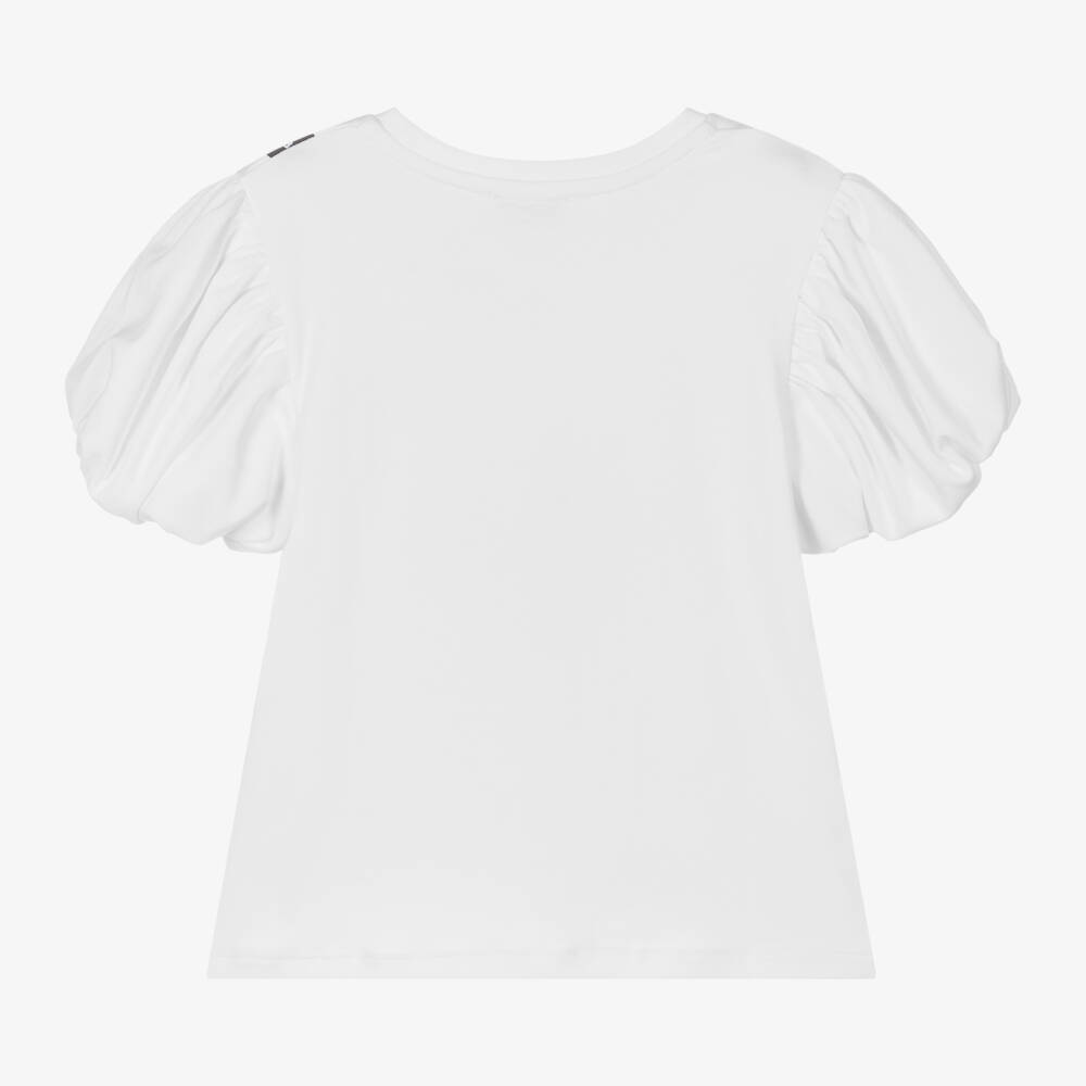 MARC JACOBS-بلوزة قطنية بيضاء بتصميم وهمي للبنات | Childrensalon Outlet