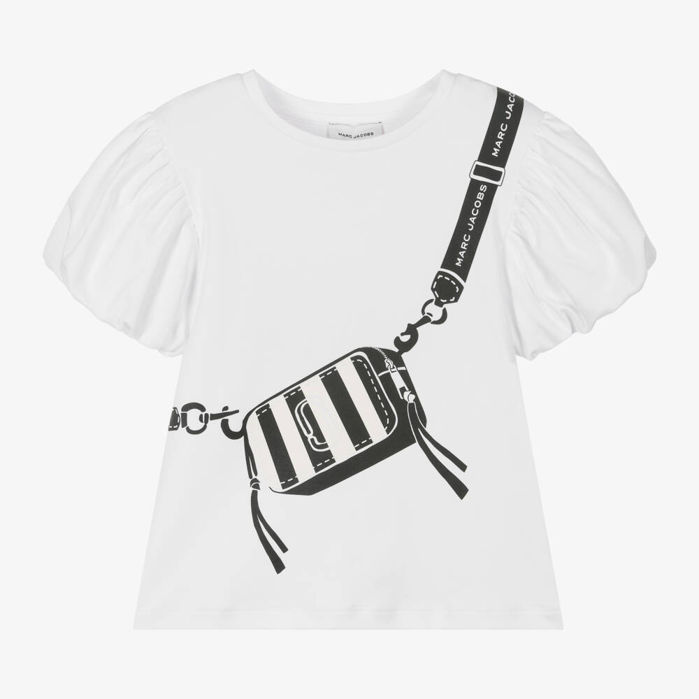 MARC JACOBS-Girls White Illusion-Design Cotton Top | Childrensalon Outlet