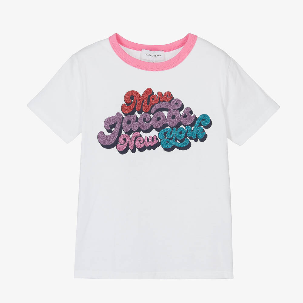 MARC JACOBS - T-shirt blanc en coton bio fille | Childrensalon