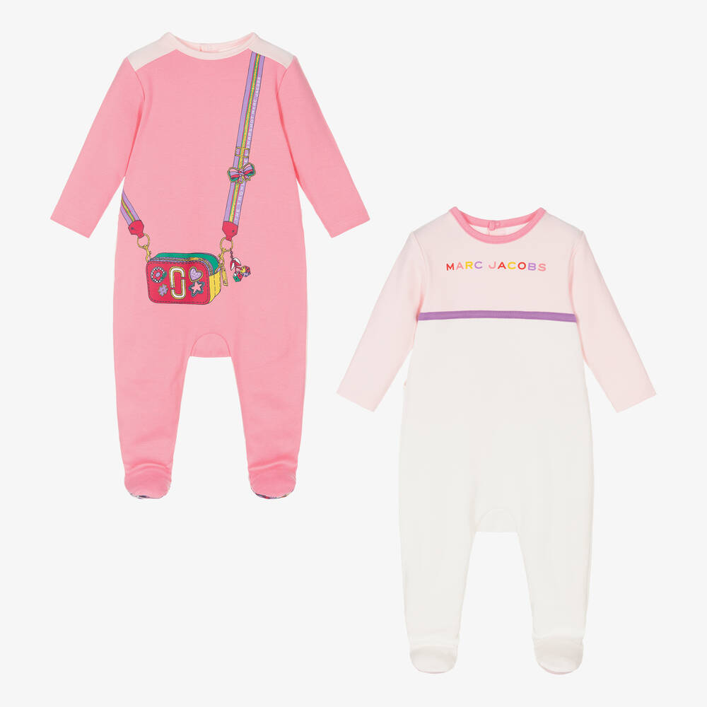 MARC JACOBS Girls White & Pink Babygrows (2 Pack) Childrensalon Outlet