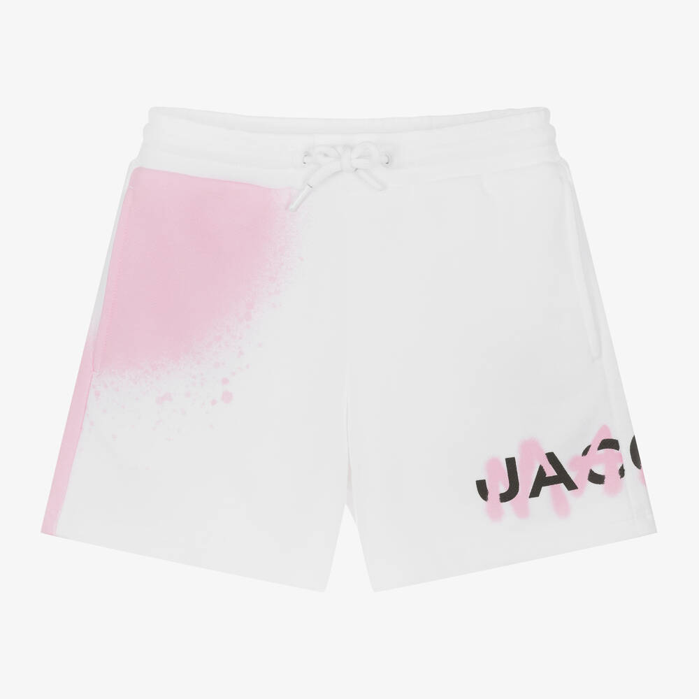MARC JACOBS-Girls White Spray Paint Cotton Shorts | Childrensalon Outlet