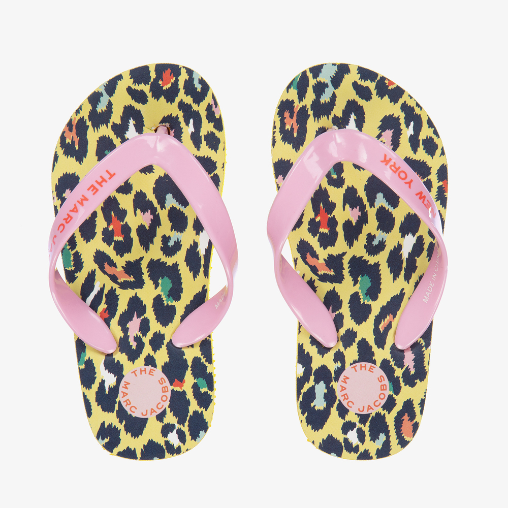 MARC JACOBS - Girls Yellow Cheetah Flip-Flops | Childrensalon