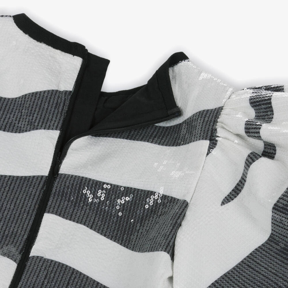 MARC JACOBS-فستان بناتي مزين بالترتر بنقشة الحمار الوحشي | Childrensalon Outlet