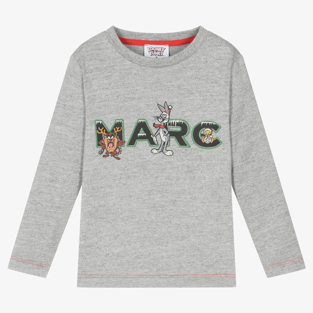 MARC JACOBS - توب بطبعة لوني تيونز قطن عضوي لون رمادي | Childrensalon