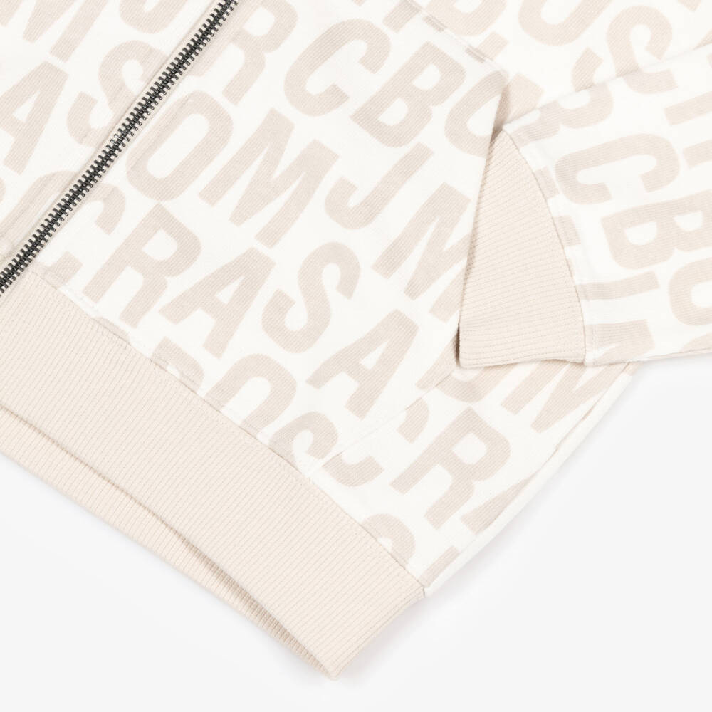 MARC JACOBS-Ivory & Beige Aop Zip Up Top | Childrensalon Outlet