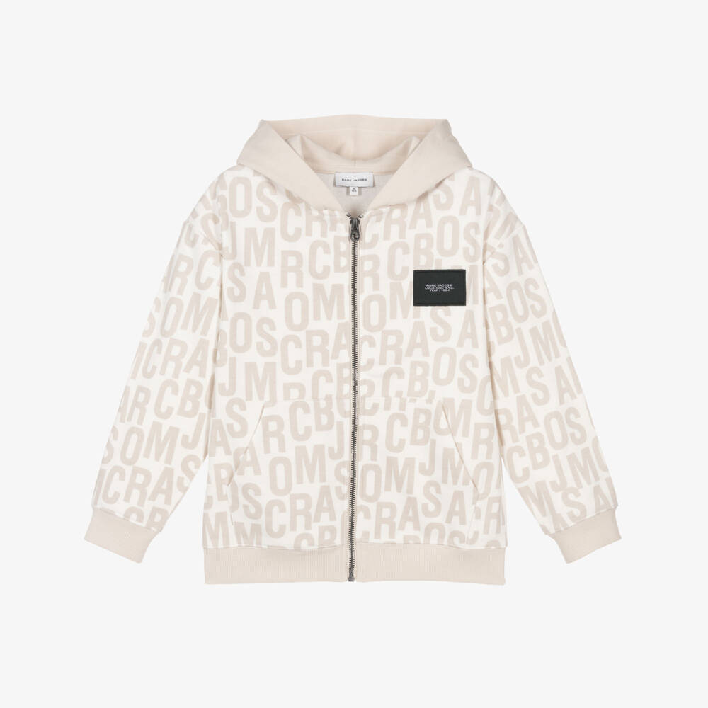 MARC JACOBS-Ivory & Beige Aop Zip Up Top | Childrensalon Outlet