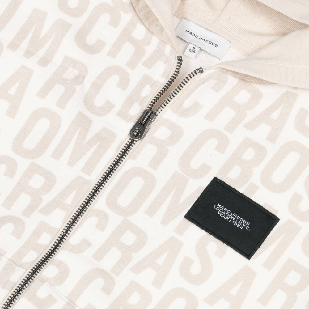 MARC JACOBS-Ivory & Beige Aop Zip Up Top | Childrensalon Outlet