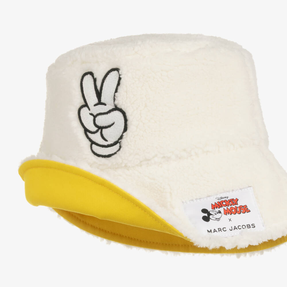 MARC JACOBS-Ivory Sherpa Fleece Disney Bucket Hat | Childrensalon Outlet