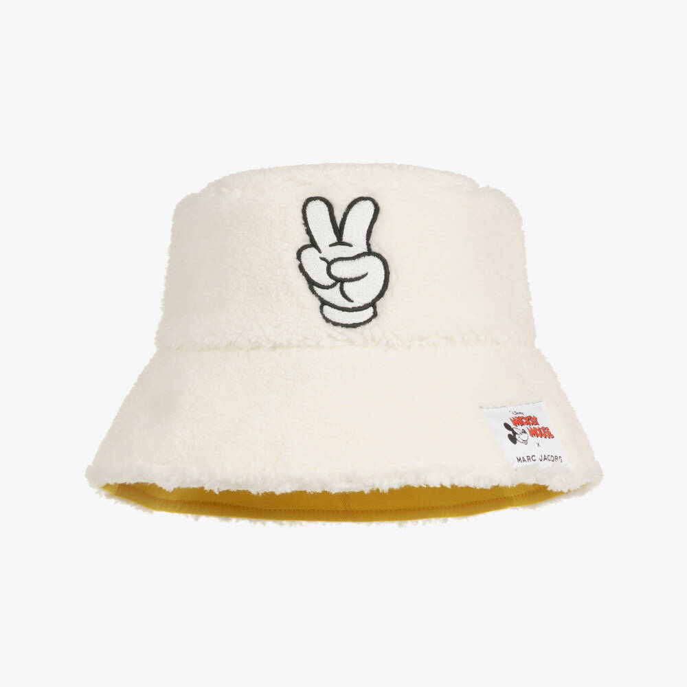 MARC JACOBS-Ivory Sherpa Fleece Disney Bucket Hat | Childrensalon Outlet