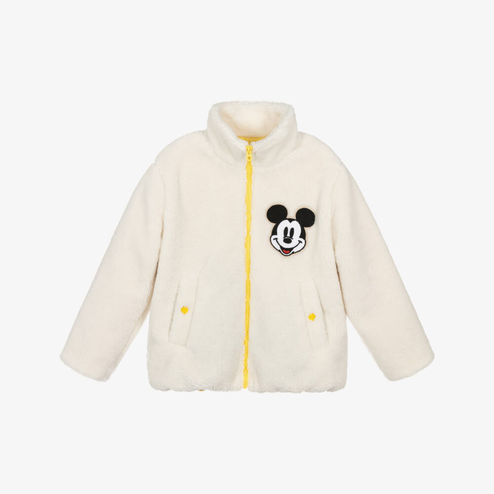 MARC JACOBS-Ivory Teddy Fleece Jacket with Embroidered Mickey Mouse | Childrensalon Outlet