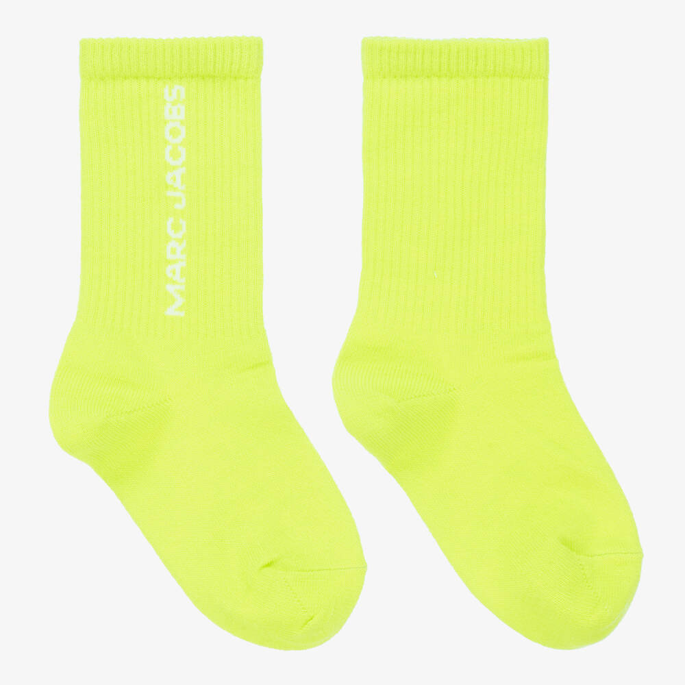 MARC JACOBS - Neon Green Logo Socks | Childrensalon