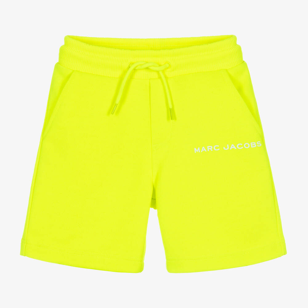MARC JACOBS - Neon Yellow Cotton Logo Shorts | Childrensalon