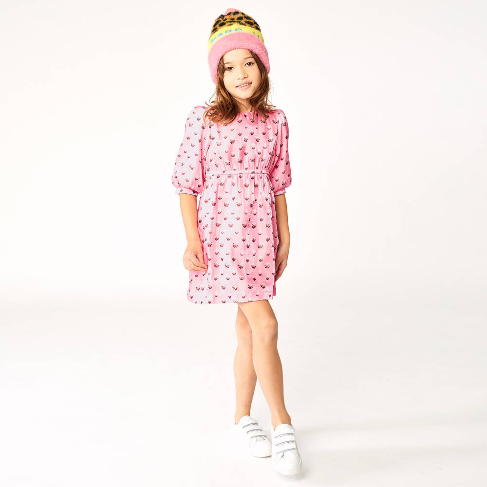 MARC JACOBS-Pink Printed Satin Dress  | Childrensalon Outlet