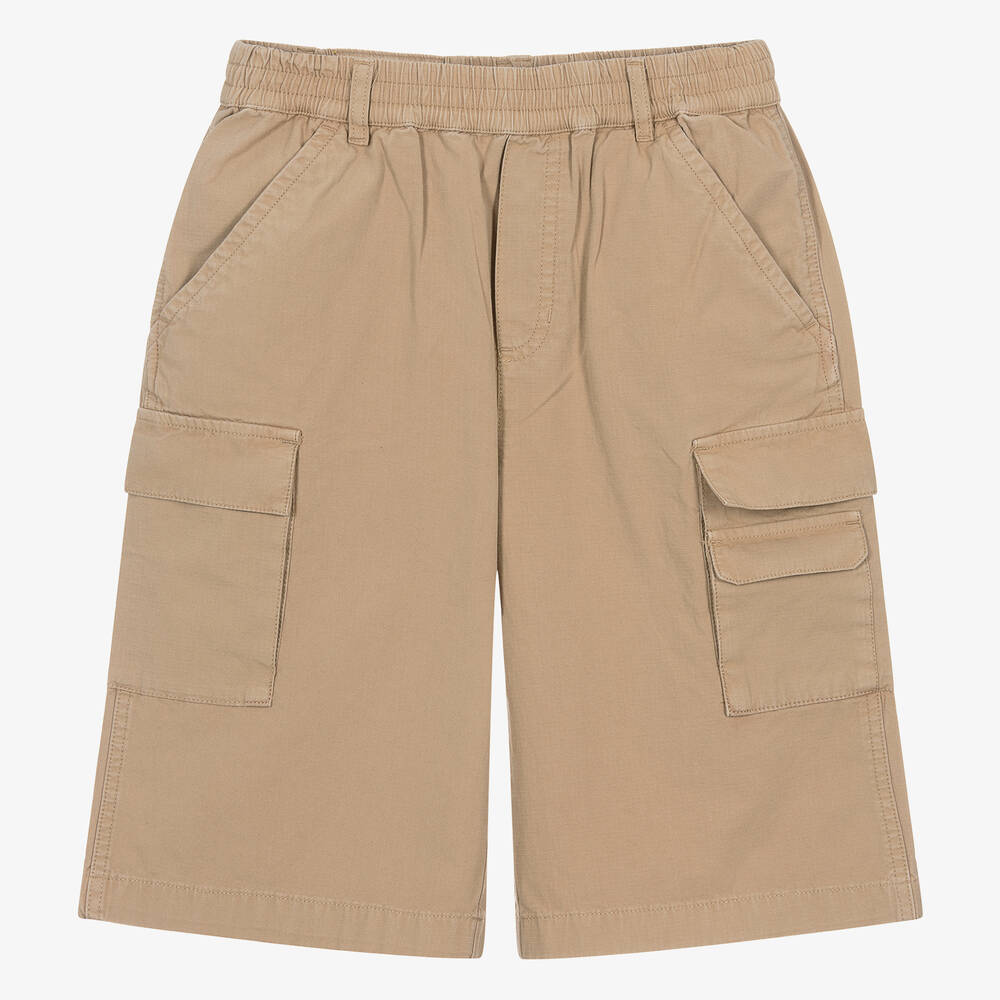 MARC JACOBS-Teen Beige Cotton Twill Cargo Shorts | Childrensalon Outlet