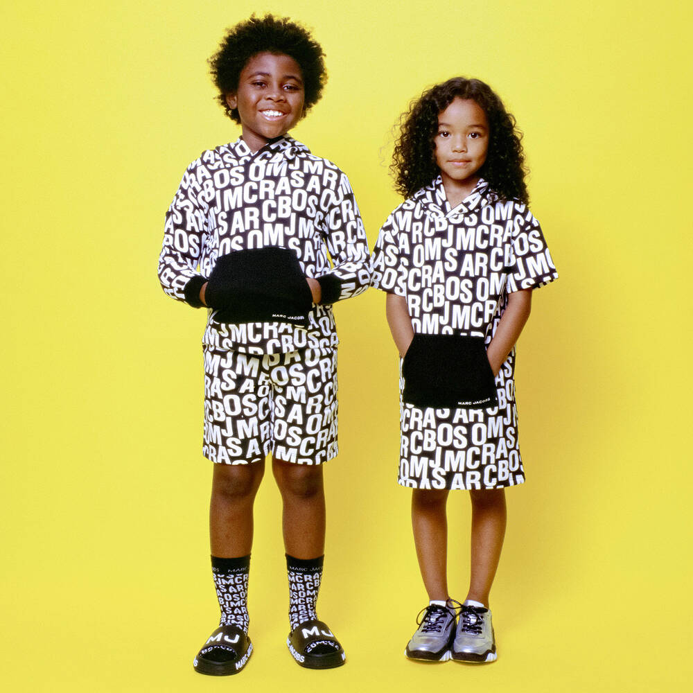 MARC JACOBS-Teen Black & White Cotton Jersey Shorts | Childrensalon Outlet