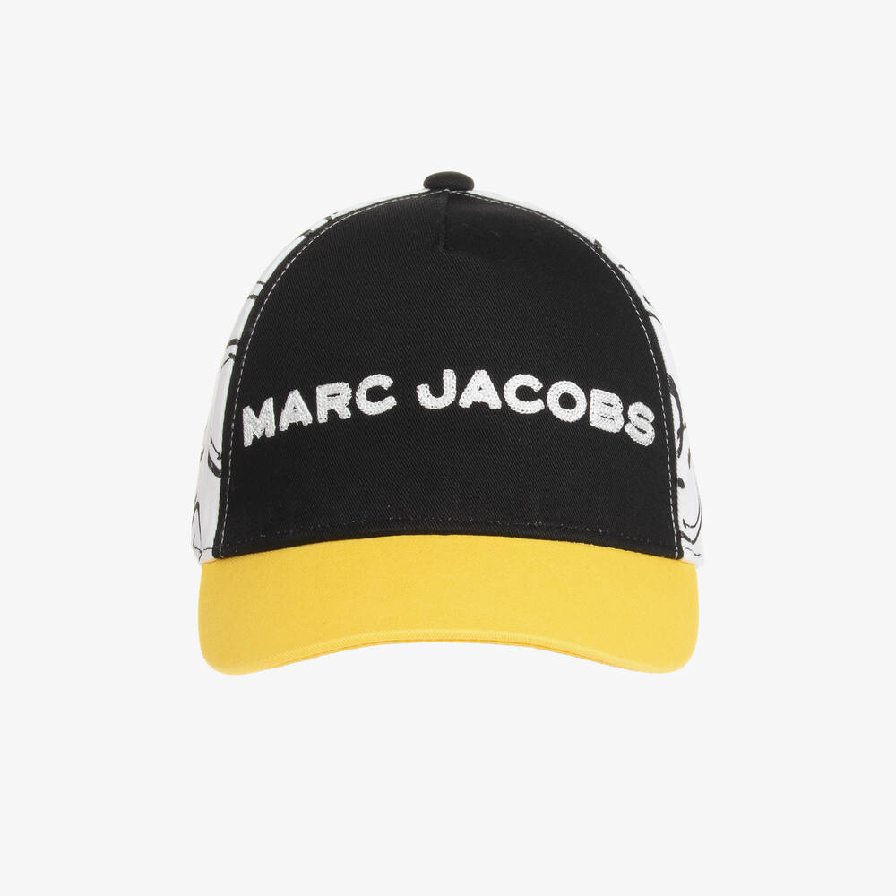 MARC JACOBS-Teen Black & White Cotton Smiley Faces Cap | Childrensalon Outlet