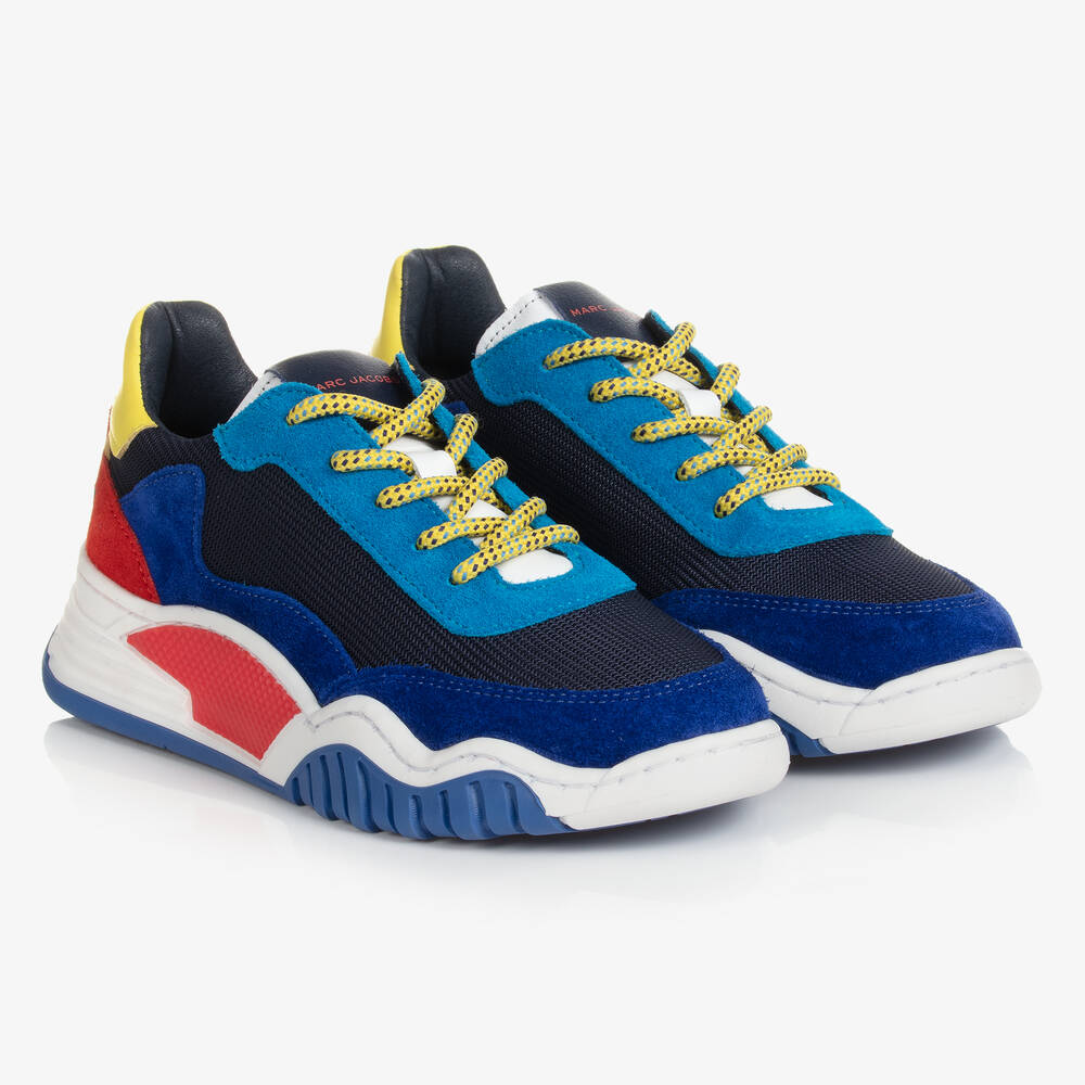 MARC JACOBS - Teen Boys Blue Colourblock Mesh Trainers  | Childrensalon