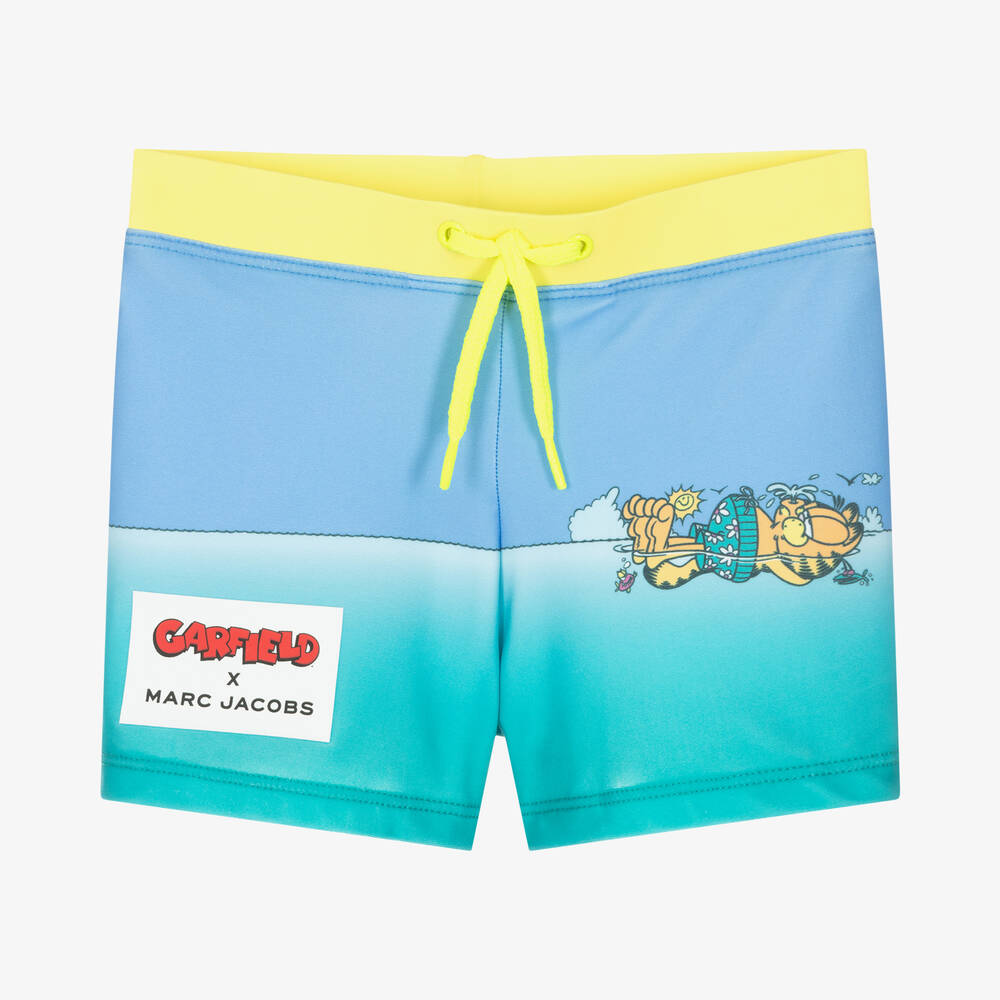 MARC JACOBS - Teen Boys Blue Floating Garfield Swim Shorts | Childrensalon
