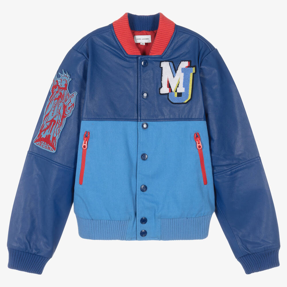 MARC JACOBS - Veste universitaire bleue en cuir | Childrensalon