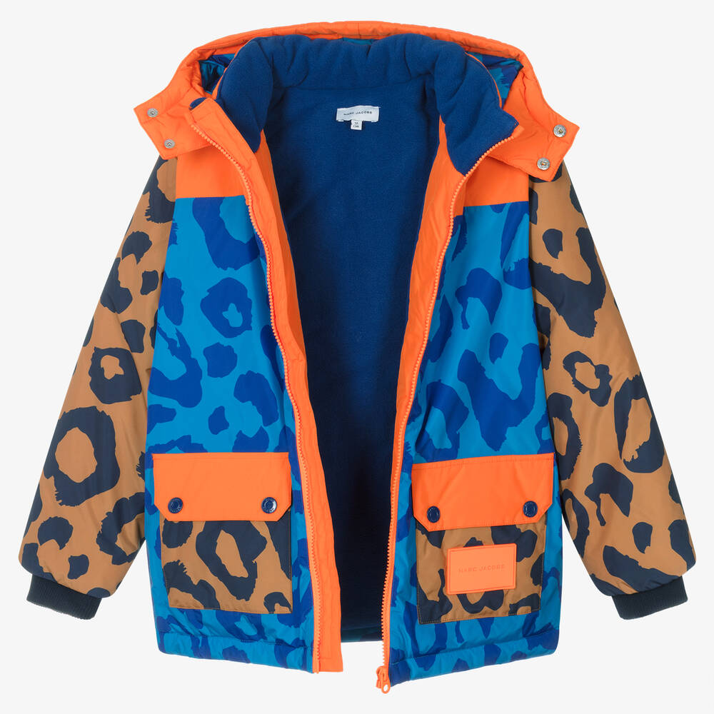 MARC JACOBS-Teen Boys Blue Leopard Print Ski Coat | Childrensalon Outlet