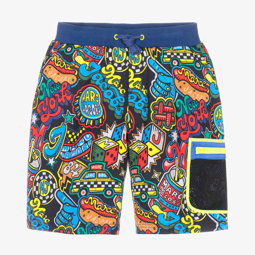 MARC JACOBS - Baumwollshorts mit Patch-Print Blau | Childrensalon