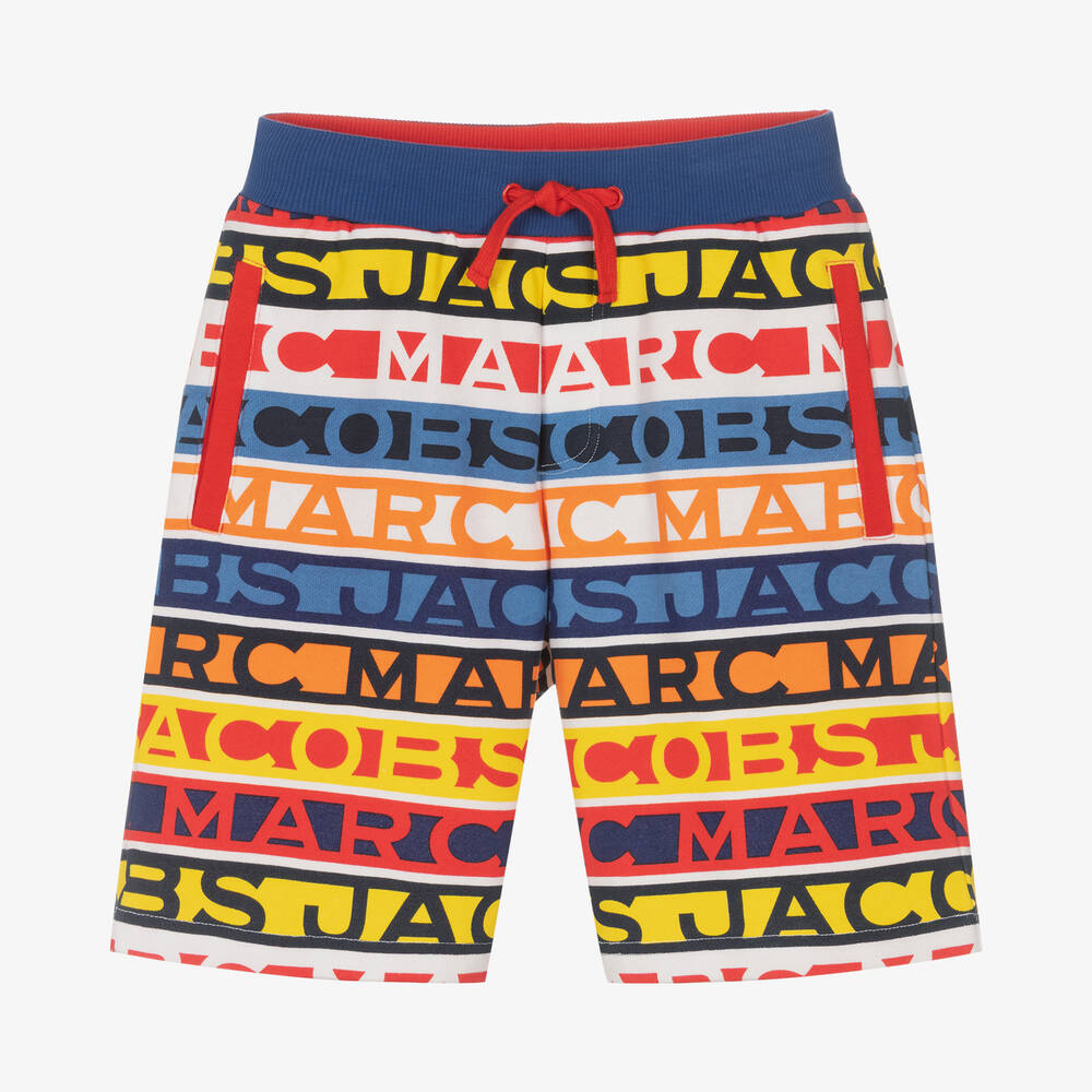 MARC JACOBS - Teen Boys Blue & Red Cotton Logo Shorts | Childrensalon