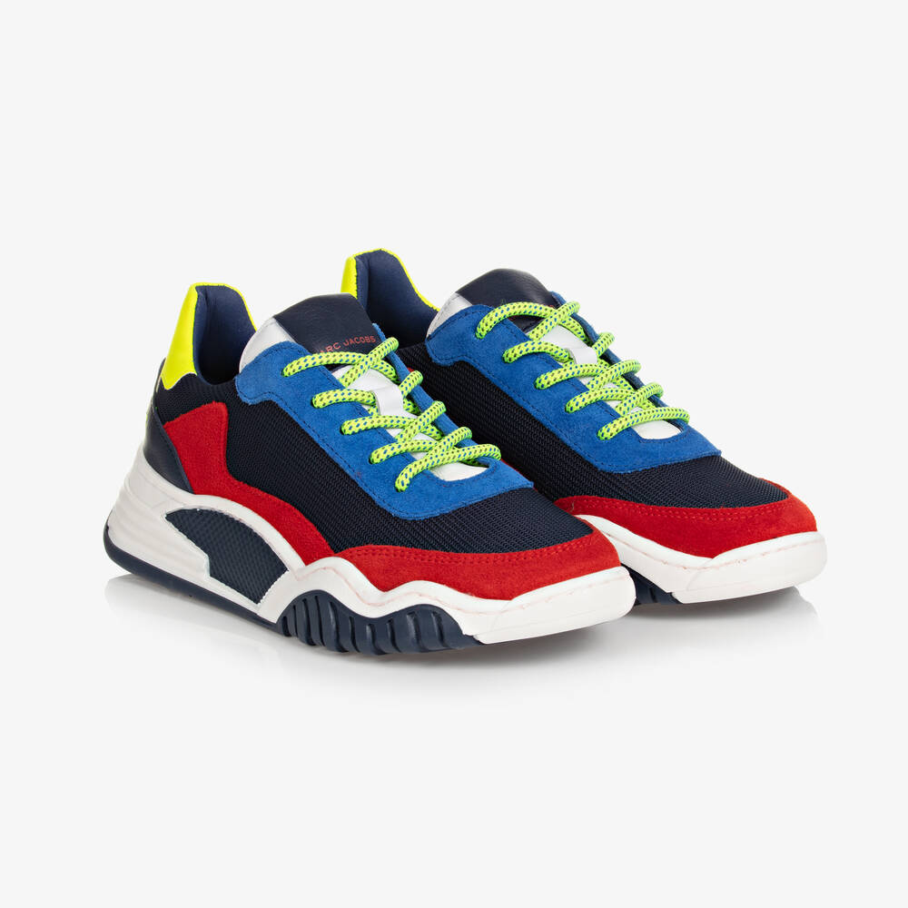 MARC JACOBS - Teen Boys Blue & Red Leather Trainers | Childrensalon