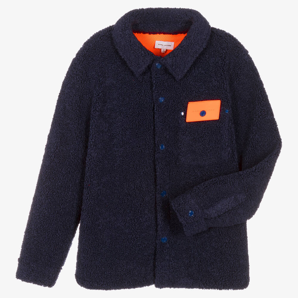 MARC JACOBS-Teen Boys Blue Sherpa Fleece Jacket | Childrensalon Outlet