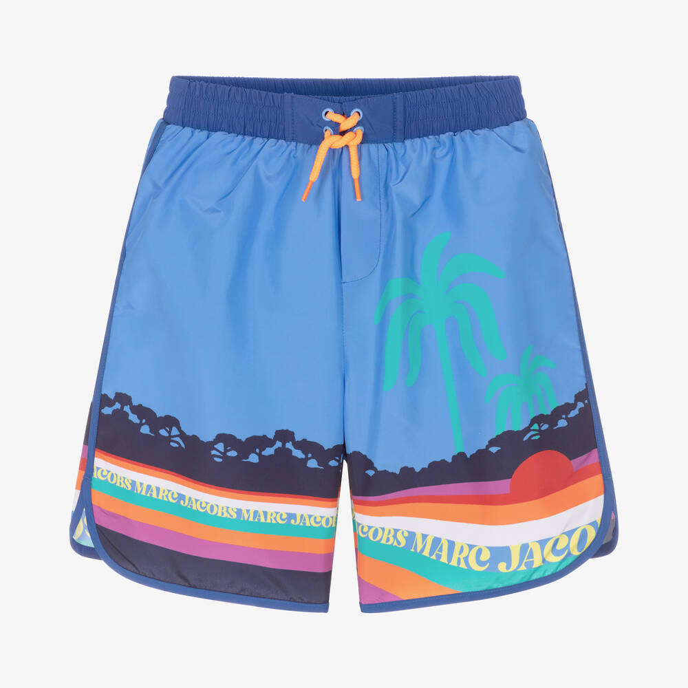 MARC JACOBS - Teen Boys Blue Sunset Logo Swim Shorts | Childrensalon