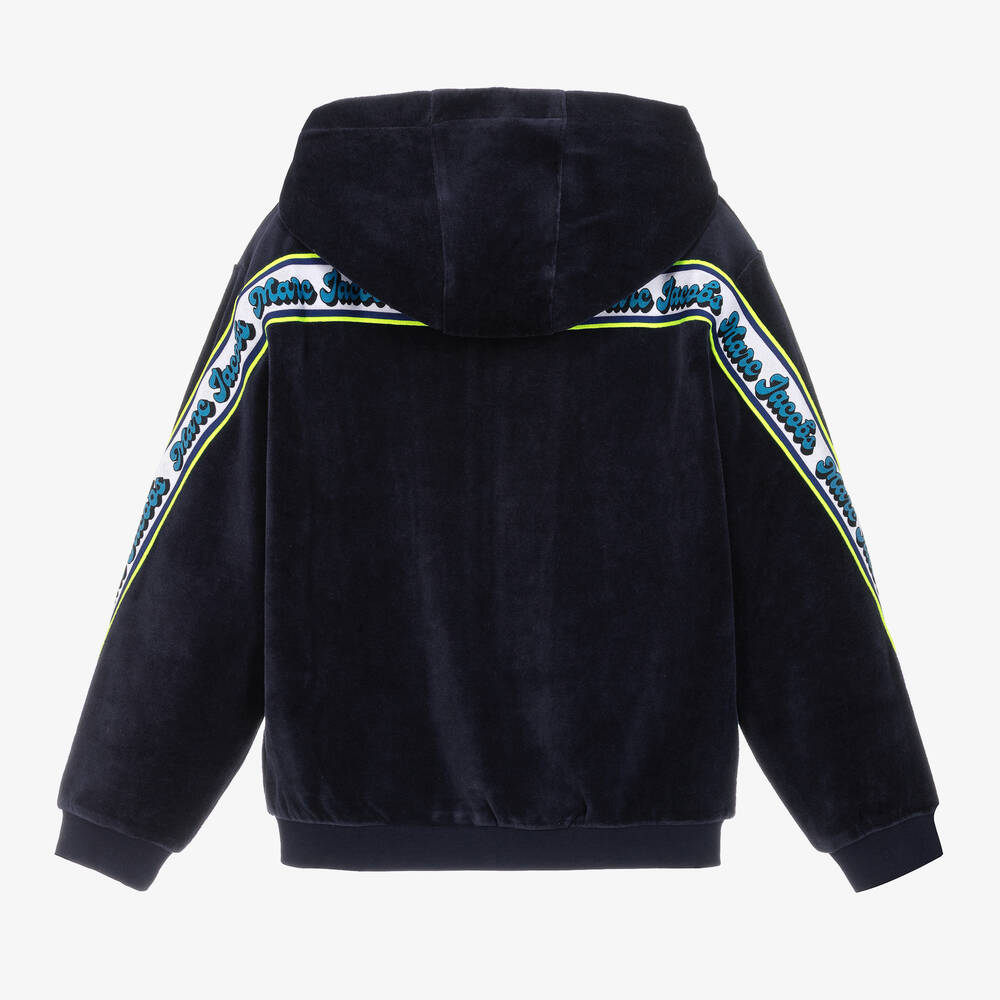 MARC JACOBS-Teen Boys Blue Velour Zip-Up Top | Childrensalon Outlet