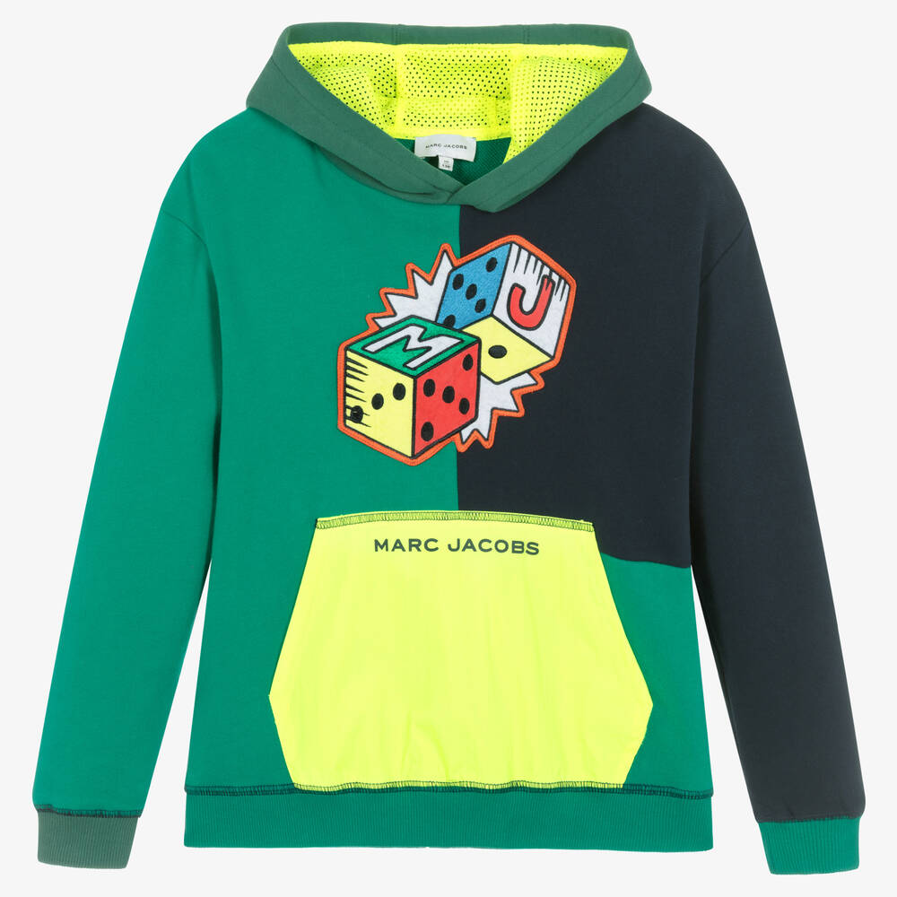 MARC JACOBS - توب هودي قطن عضوي لون أخضر بألوان بلوك | Childrensalon