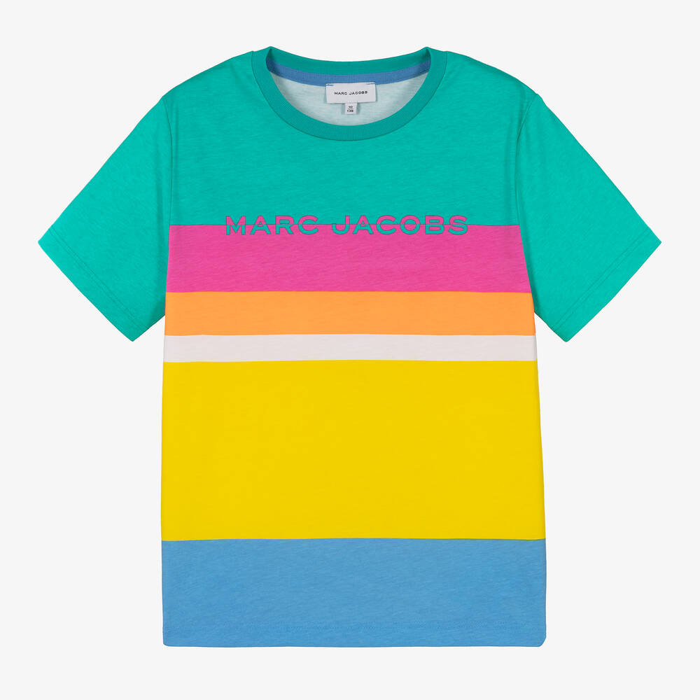 MARC JACOBS - T-shirt vert rayé en coton ado | Childrensalon