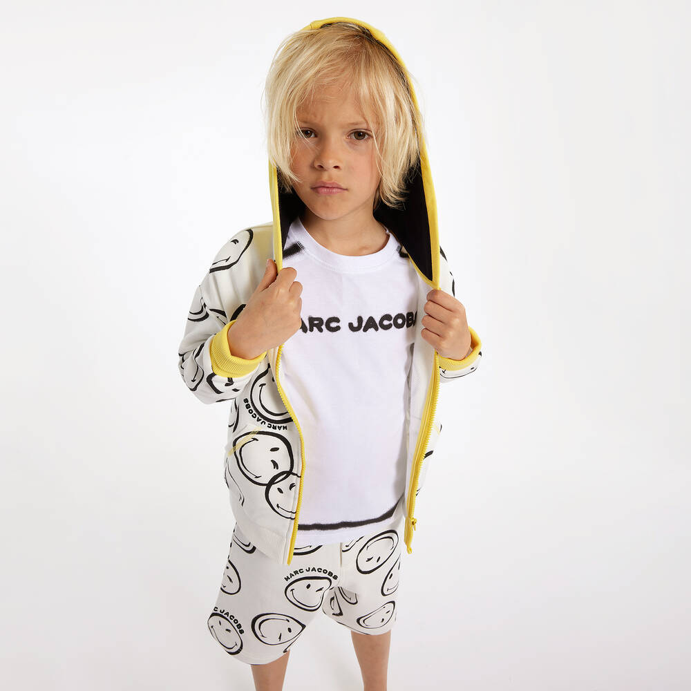 MARC JACOBS-Teen Boys Ivory Smiley Face Hoodie | Childrensalon Outlet