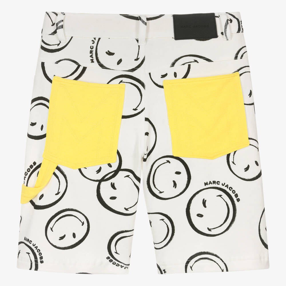 MARC JACOBS-Teen Boys Ivory Smiley Face Shorts | Childrensalon Outlet