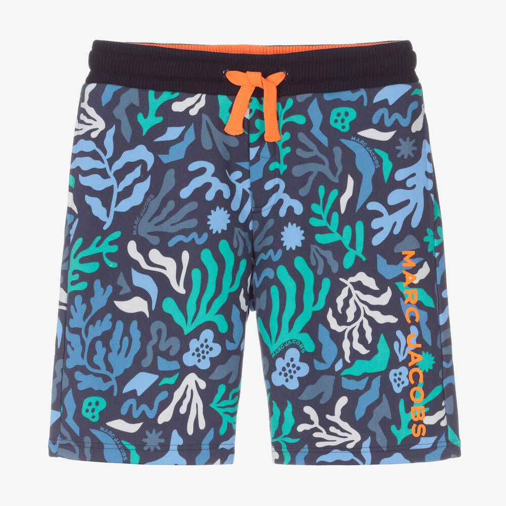 MARC JACOBS - Teen Boys Navy Blue & Orange Logo Shorts | Childrensalon