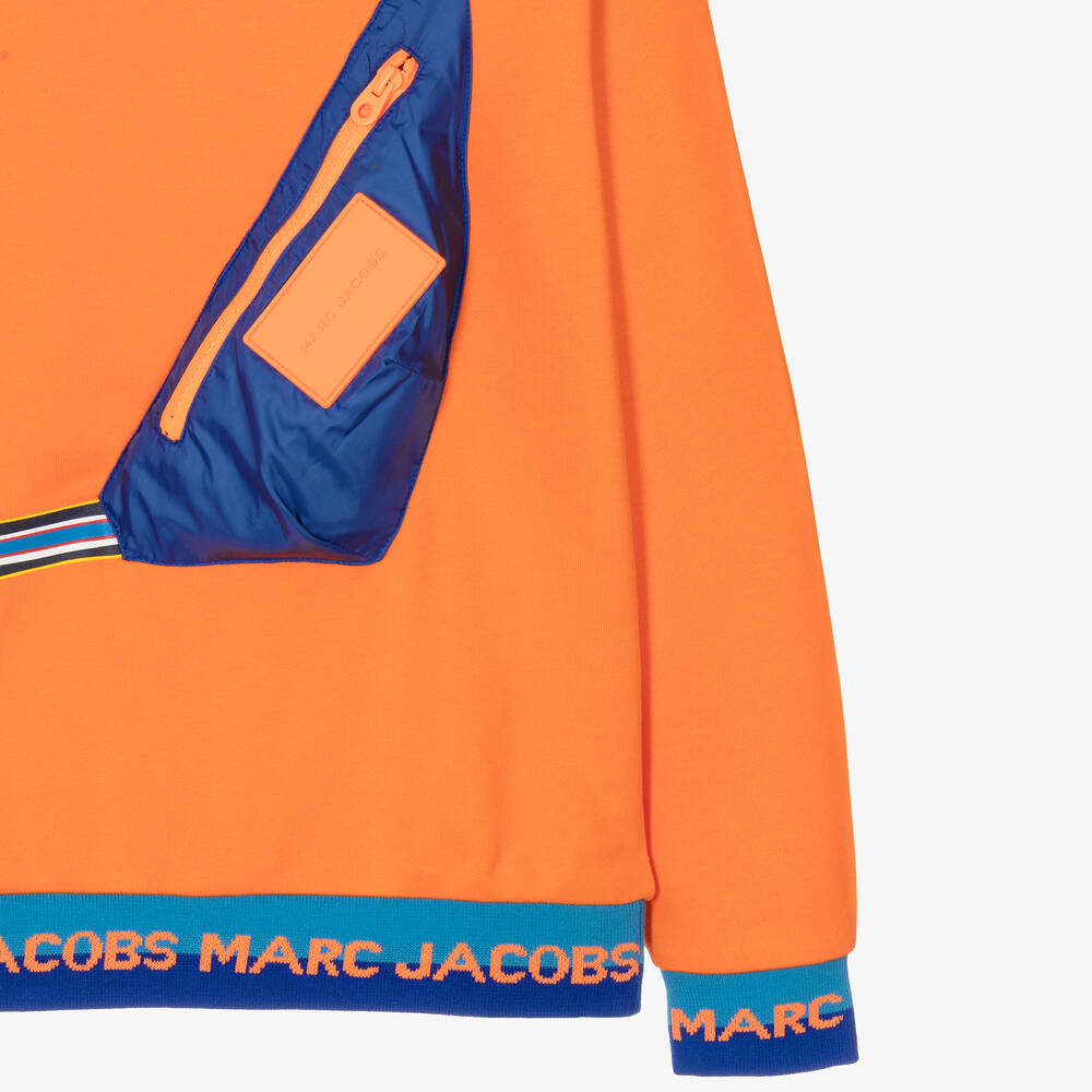 MARC JACOBS-توب هودي قطن جيرسي لون برتقالي تينز ولادي | Childrensalon Outlet
