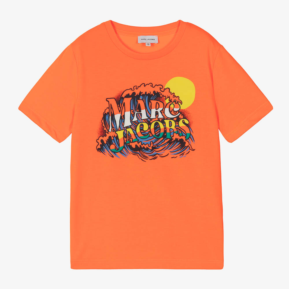 MARC JACOBS Teen Boys Orange Wave Logo T Shirt Childrensalon