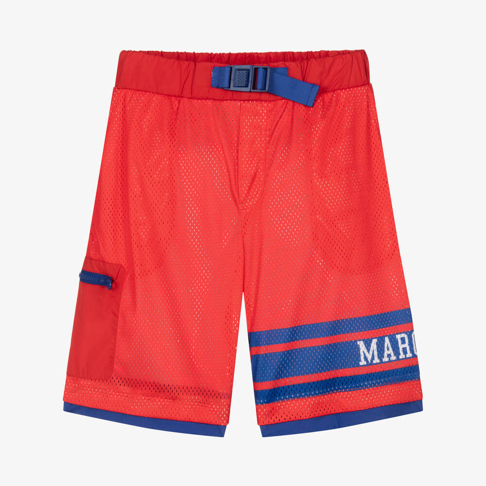 MARC JACOBS - Teen Boys Red Mesh Logo Shorts | Childrensalon