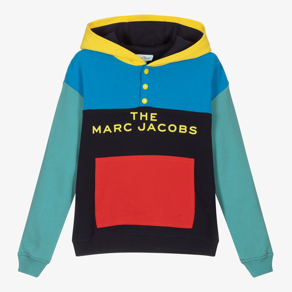 MARC JACOBS - توب هودي تينز ولادي قطن جيرسي لون كحلي بطبعة ملونة | Childrensalon