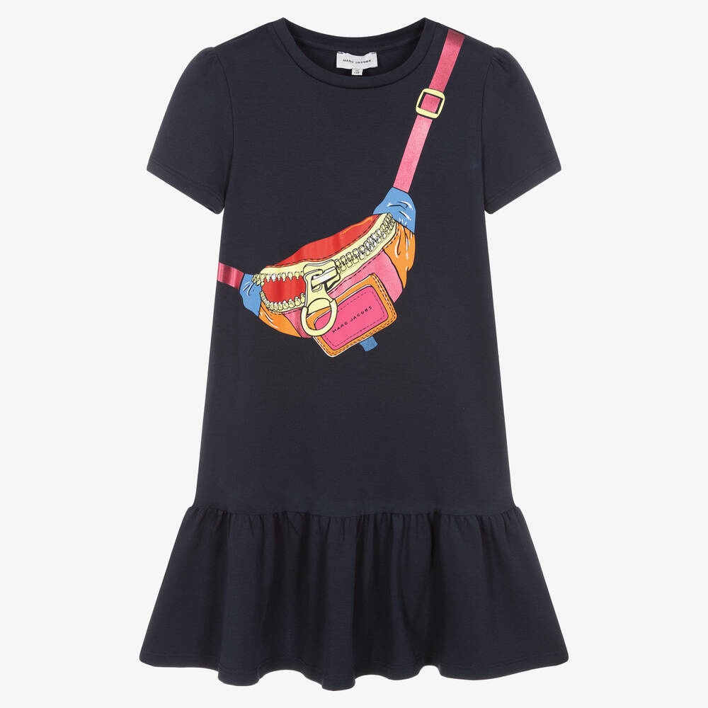 MARC JACOBS - Robe bleue à imprimé sac ado fille | Childrensalon