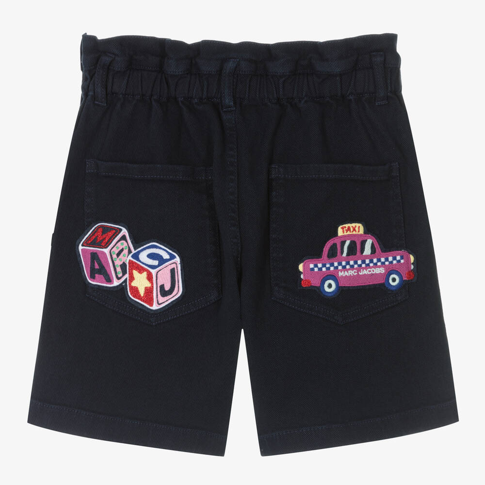 MARC JACOBS-شورت تينز بناتي قطن تويل لون كحلي | Childrensalon Outlet
