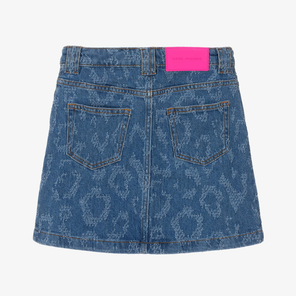 MARC JACOBS Teen Girls Blue Denim Leopard Pattern Skirt