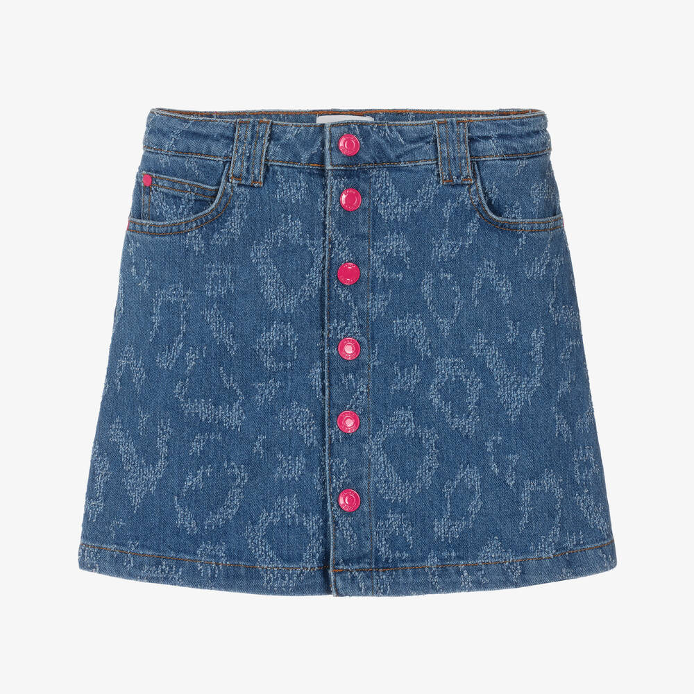 MARC JACOBS-تنورة بطبعة الفهد قطن دنيم تينز بناتي لون أزرق | Childrensalon Outlet