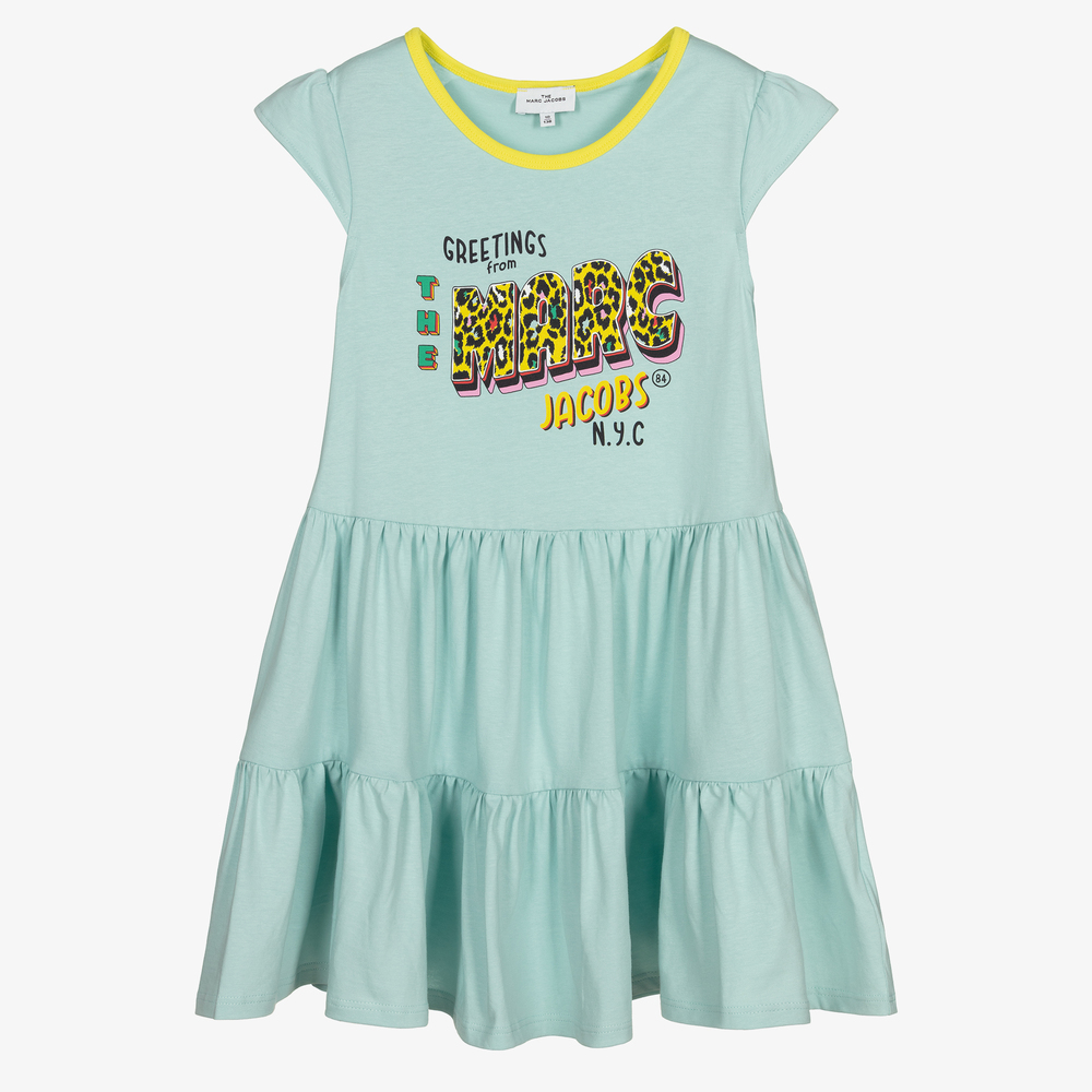 MARC JACOBS - فستان تينز بناتي قطن عضوي لون أزرق باهت | Childrensalon