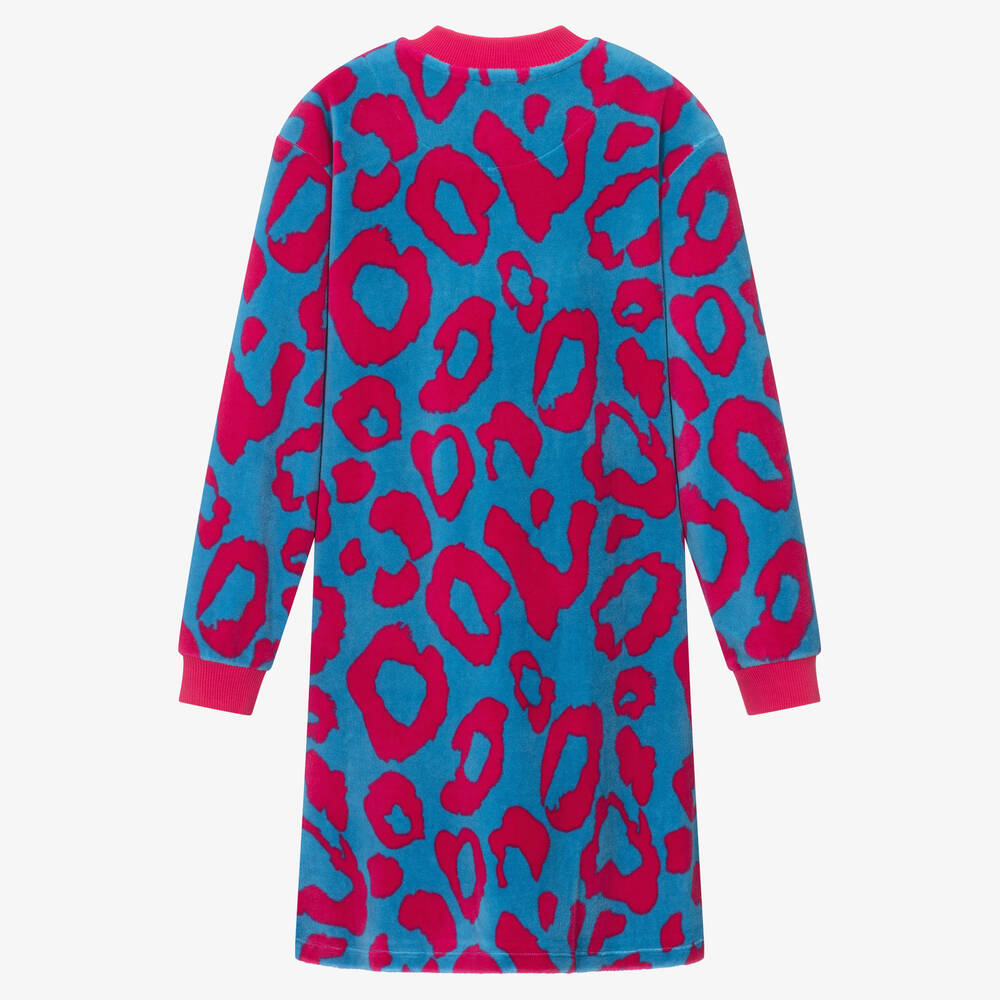 MARC JACOBS - Teen Girls Blue & Pink Leopard Velour Dress