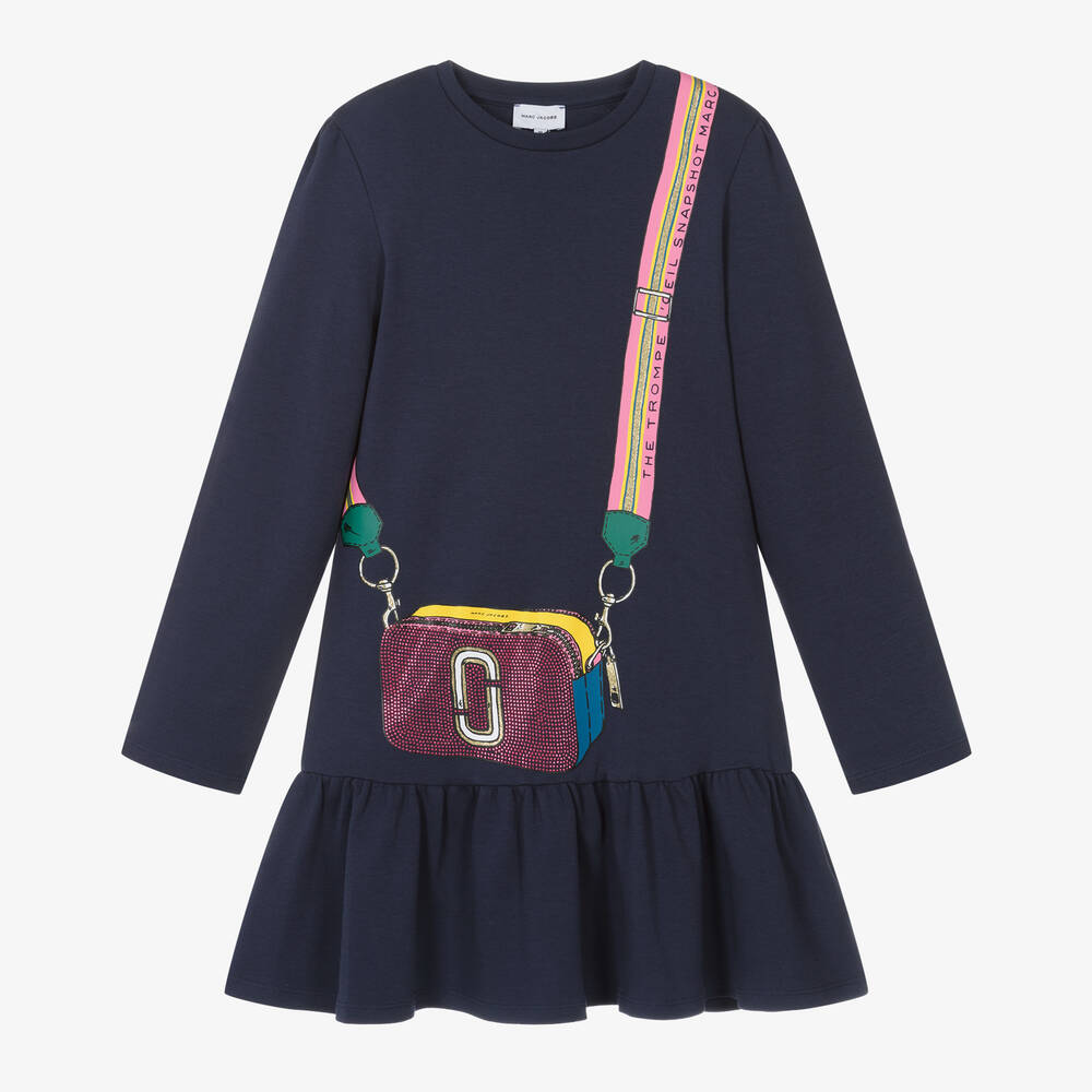 MARC JACOBS - فستان بطبعة حقيبة سنابشوت قطن لون كحلي  | Childrensalon